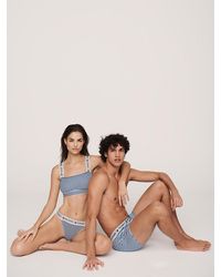 Tommy Hilfiger Bralette Met All-overstreep - Blauw