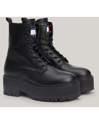 Tommy Hilfiger - Leather Lace-up Cleat Ankle Boots - Lyst