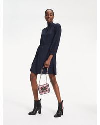 Tommy Hilfiger Jacquard Jurk Met Lange Mouwen - Blauw