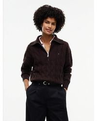 Tommy Hilfiger - Pure Wool Cable Knit Quarter Zip Jumper - Lyst