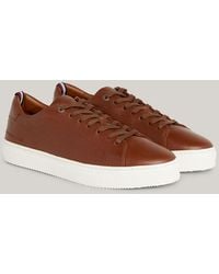 Tommy Hilfiger - Premium Pebble Grain Leather Cupsole Trainers - Lyst