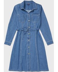 Tommy Hilfiger - Adaptive Fit And Flare Knee Length Denim Dress - Lyst