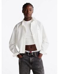 Tommy Hilfiger - Poplin Cropped Relaxed Fit Blouse Met Streep - Lyst