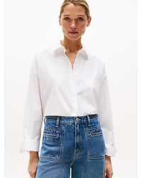 Tommy Hilfiger - Oversized Poplin Overhemd Met Verstelbare Manchetten - Lyst