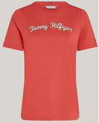 Tommy Hilfiger - Camiseta con logo bordado en Script Curve - Lyst