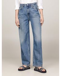 Tommy Hilfiger - High Rise Relaxed Straight Faded Jeans - Lyst