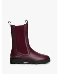 Tommy Hilfiger - Halfhoge Chelsea Boot Van Leer Met Profiel - Lyst