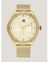 Tommy Hilfiger - Reloj chapado en oro con cristales - Lyst