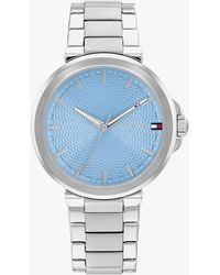 Tommy Hilfiger - Blue Dial Stainless Steel Chain-link Watch - Lyst