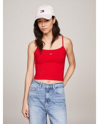 Tommy Hilfiger - Logo Fitted Cropped Tank Top - Lyst