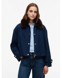 Tommy Hilfiger - Faux Fur Collar Oversized Bomber Jacket - Lyst