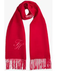 Tommy Hilfiger - Pure Wool Logo Fringe Scarf - Lyst