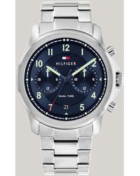 Tommy Hilfiger - Navy Dial Dual Time Stainless Steel Watch - Lyst