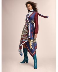 Tommy Hilfiger Zijden Wikkeljurk Met Embleemprint - Blauw