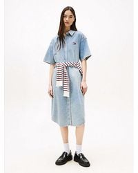 Tommy Hilfiger - Relaxed Midi-Overhemdjurk Van Denim - Lyst