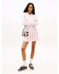 Tommy Hilfiger - Mini Robe Pull Plissée À Logo Brodé - Lyst