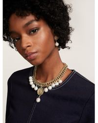 Tommy Hilfiger Chunky Vergulde Ketting Met Parels - Metallic