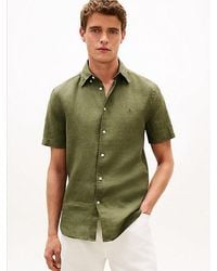 Tommy Hilfiger - Regular Fit Linnen Overhemd Met Korte Mouwen - Lyst