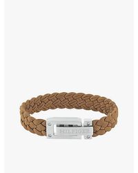 Tommy Hilfiger - Bruine Suède Gevlochten Armband Met Logo - Lyst