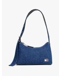 Tommy Hilfiger - Logo Plaque Denim Shoulder Bag - Lyst