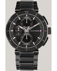 Tommy Hilfiger - Black Ionic-plated Stainless Steel Chain-link Watch - Lyst