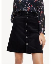 Tommy Hilfiger A-line Rok Van Corduroy - Zwart