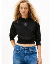 Tommy Hilfiger - Felpa Crop Relaxed Fit Con Grafica - Lyst