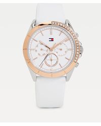 Tommy Hilfiger - Crystal-embellished Two-tone Rubber Strap Watch - Lyst