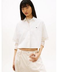 Tommy Hilfiger - Relaxed Fit Broderie Anglaise Back Logo Shirt - Lyst
