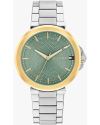 Tommy Hilfiger - Green Dial Stainless Steel Chain-link Watch - Lyst