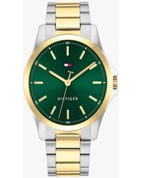 Tommy Hilfiger - Montre À Bracelet À Maillons Et Cadran Vert - Lyst