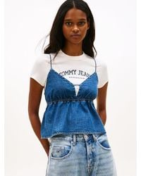 Tommy Hilfiger - Chambray Spaghetti Strap Slim V-Neck Top - Lyst