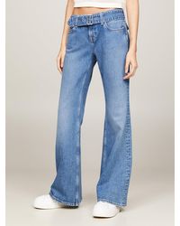 Tommy Hilfiger - Sophie Low Rise Mom Flared Leg Belted Jeans - Lyst