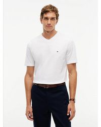 Tommy Hilfiger - Flag Embroidery V-neck T-shirt - Lyst