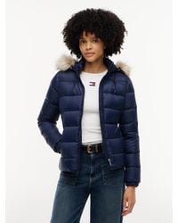 Tommy Hilfiger - Faux Fur Hood Slim Down Jacket - Lyst