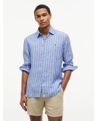 Tommy Hilfiger - Regular Fit Textured Stripe Pure Linen Shirt - Lyst