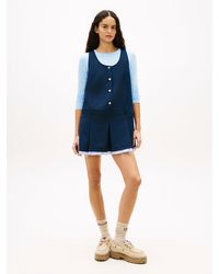 Tommy Hilfiger - Tonal Logo Appliqué Pleated Mini Dress - Lyst