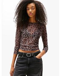 Tommy Hilfiger - Mesh Top Met Lange Mouwen En Print - Lyst