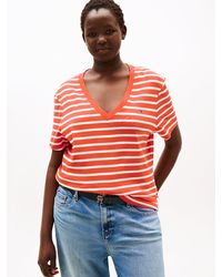 Tommy Hilfiger - T-Shirt Ajusté Curve À Col En V - Lyst