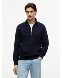 Tommy Hilfiger - Flag Embroidery Terry Quarter-Zip Sweatshirt - Lyst