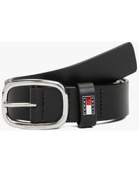 Tommy Hilfiger - Ceinture En Cuir À Boucle Ovale À Logo - Lyst