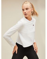 Tommy Hilfiger Cropped T-shirt Met Lange Mouwen - Wit