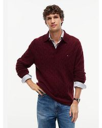 Tommy Hilfiger - Pure Wool Cable Knit Rugby Jumper - Lyst