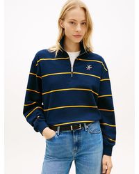 Tommy Hilfiger - Pull En Tissu Éponge Demi-Zippé À Logo Brodé - Lyst