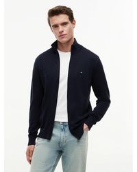 Tommy Hilfiger - Essential Cotton Zip Thru Sweater - Lyst