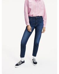 Tommy Hilfiger Slim Fit Mid Wash Cropped Jeans - Blauw