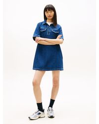 Tommy Hilfiger - Mini Denim Short Sleeve Shift Dress - Lyst
