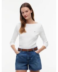 Tommy Hilfiger - Slim Three-quarter Sleeve Boat Neck T-shirt - Lyst