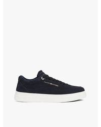 Tommy Hilfiger - Leren Court Sneaker Met Metallic Logo - Lyst