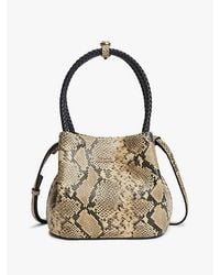 Tommy Hilfiger - Convertible Snake Print Leather Bucket Bag - Lyst